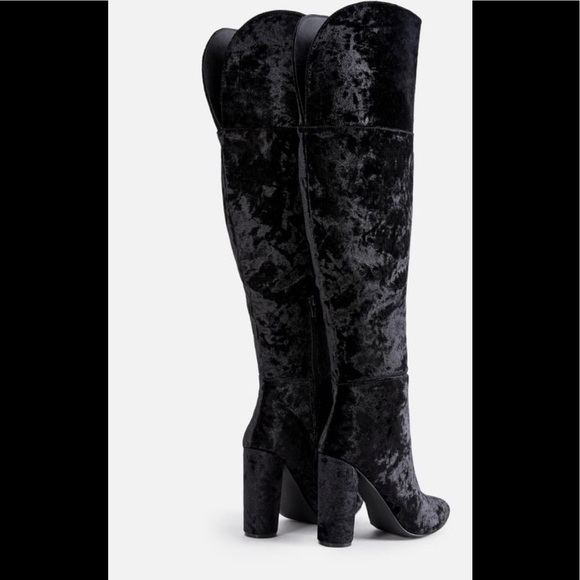 Last Pair! NWT JustFab OTK Black Velvet Heeled Boots - Picture 13 of 17